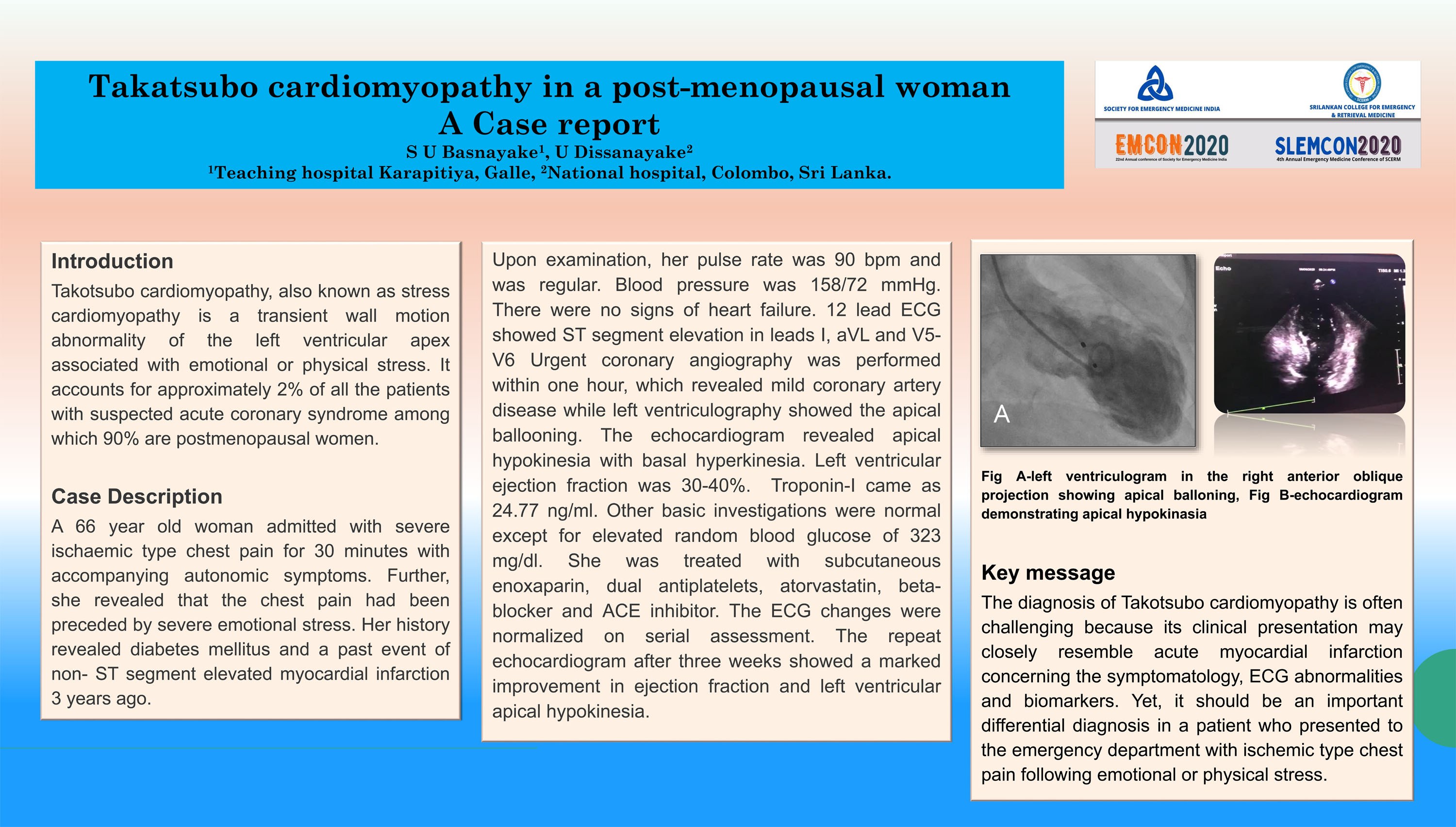 PP10 – Takatsubo cardiomyopathy in a post-menopausal woman  A Case report